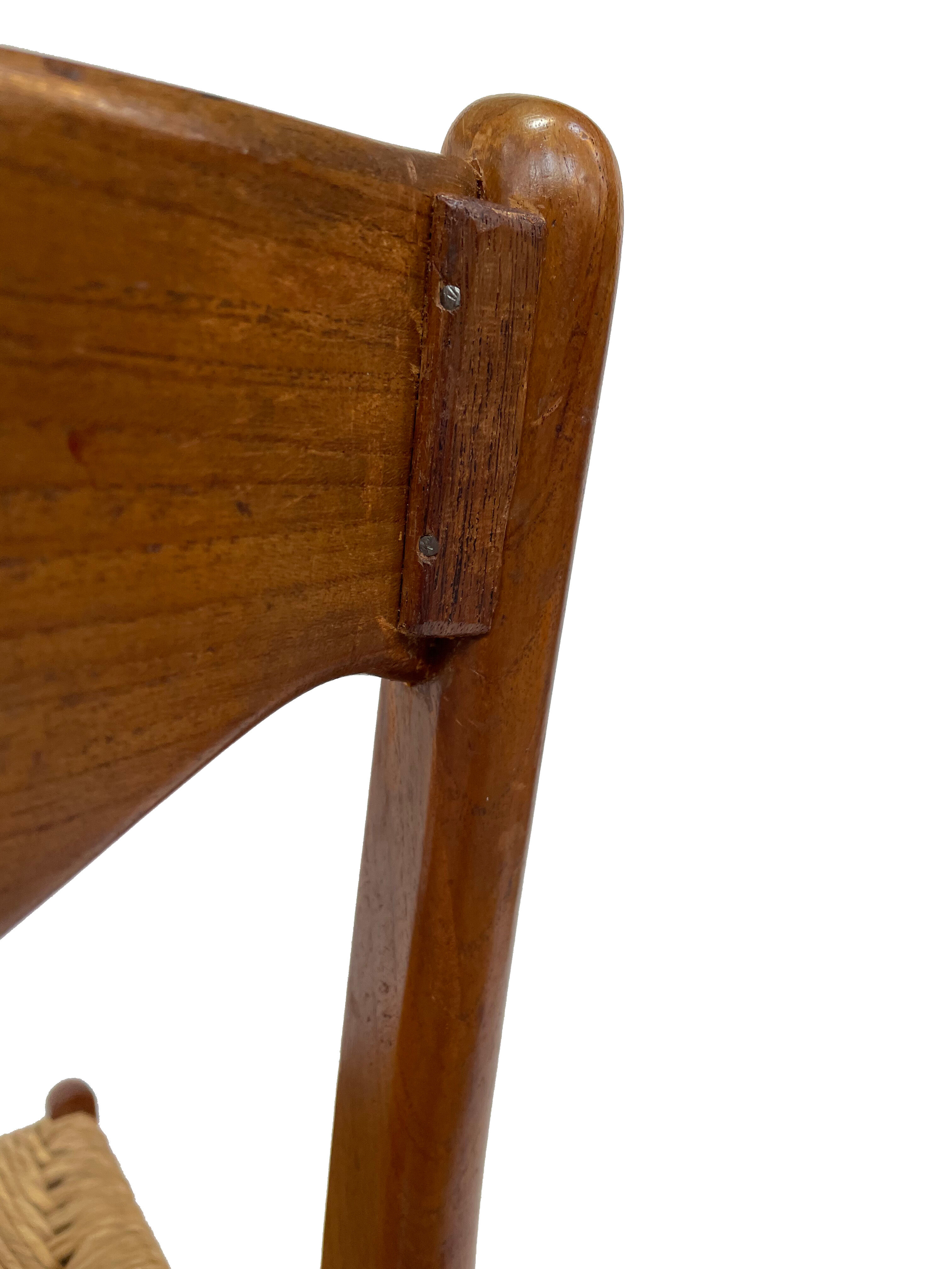Mid-century teak dining chair by Arne Wahl Iversen for Glyngøre Stolefabric