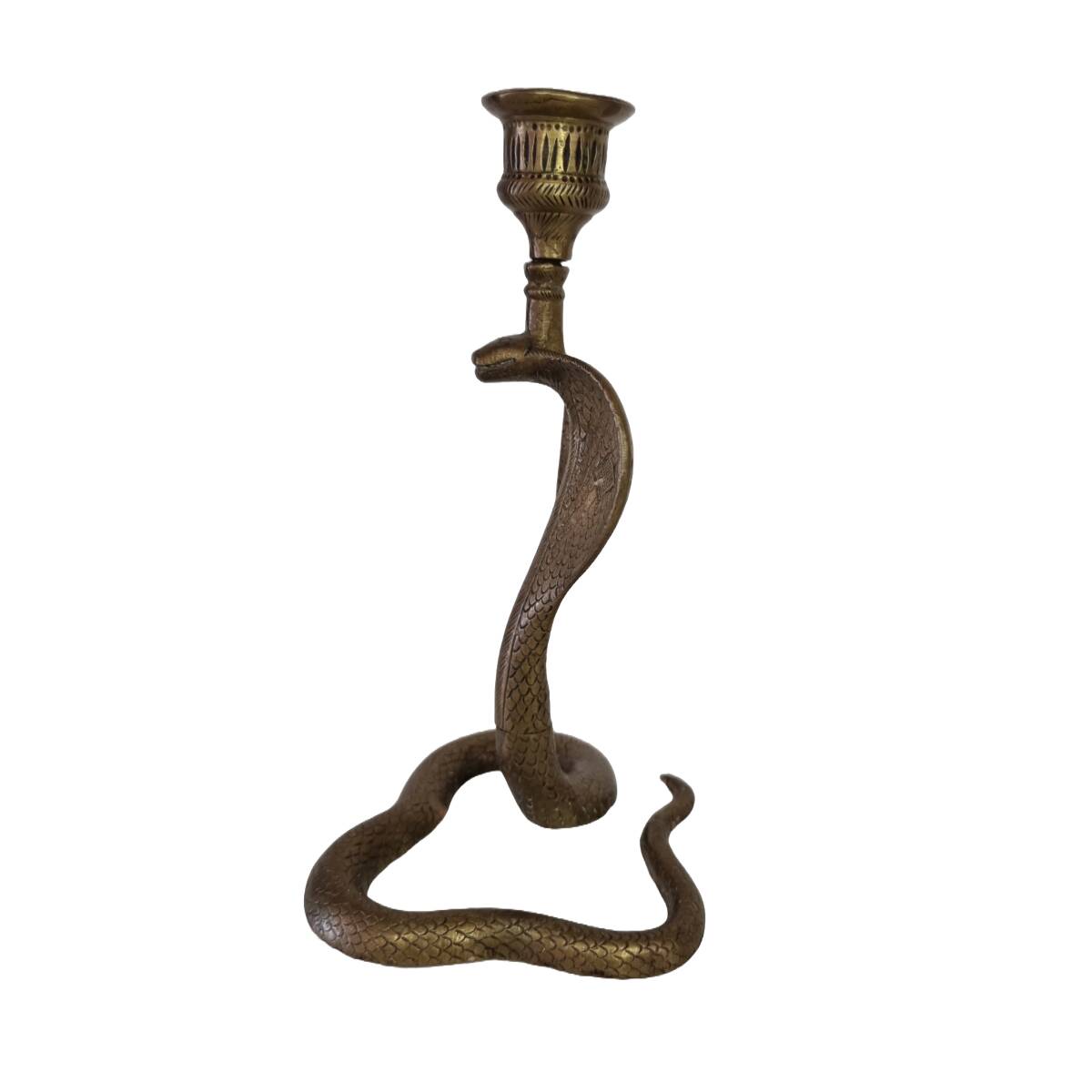 Vintage brass cobra candlestick, 1970s