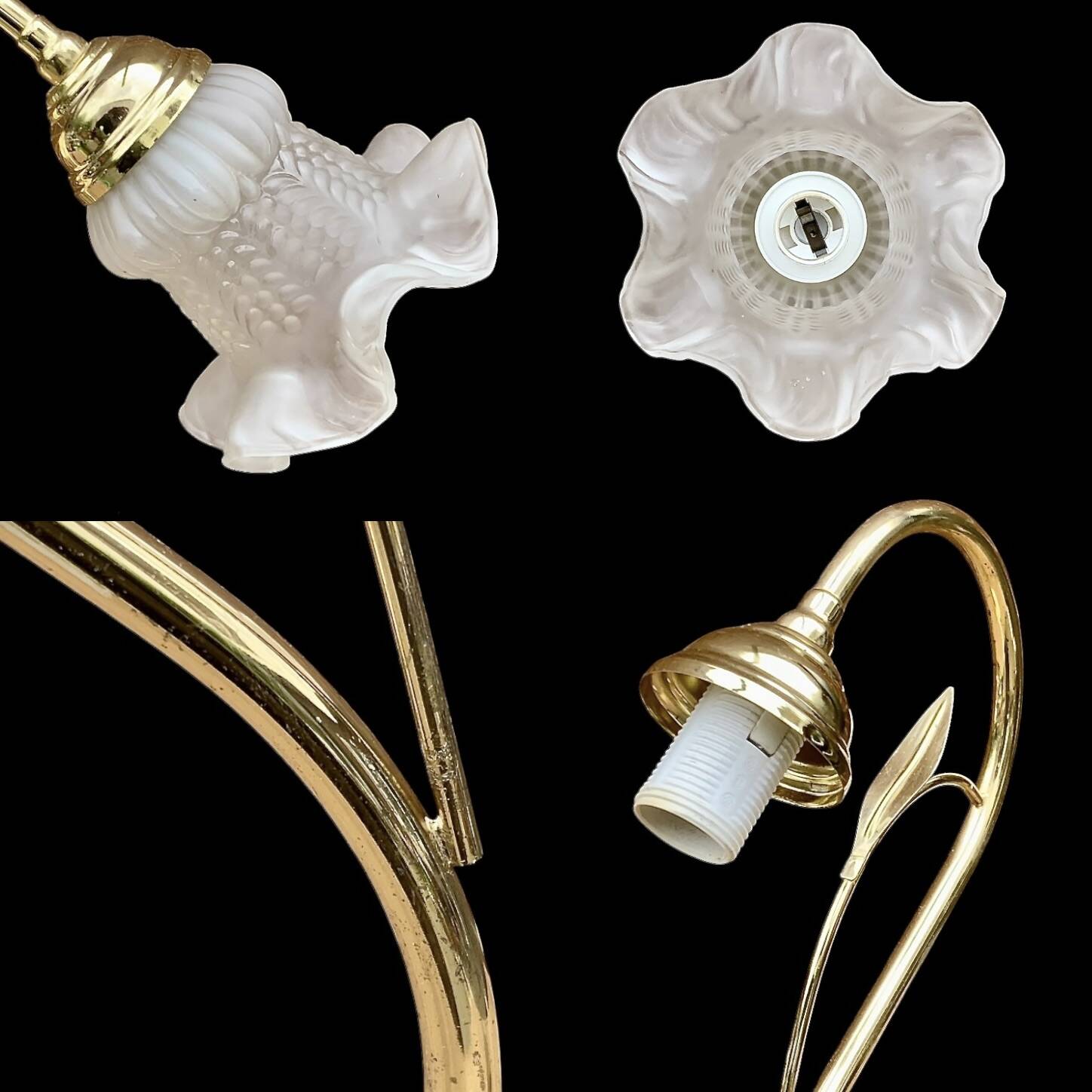 Ancienne lampe de chevet col de cygne– style Hollywood Regency