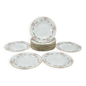 12 limoges porcelain soup plates in louis xvi style