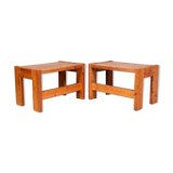 Paire de tables d'appoint en pin massif Suède 1970s