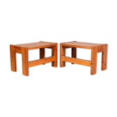 Paire de tables d'appoint en pin massif Suède 1970s