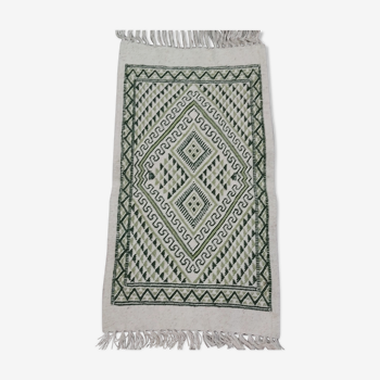 Tapis blanc et vert traditionnel tissé main