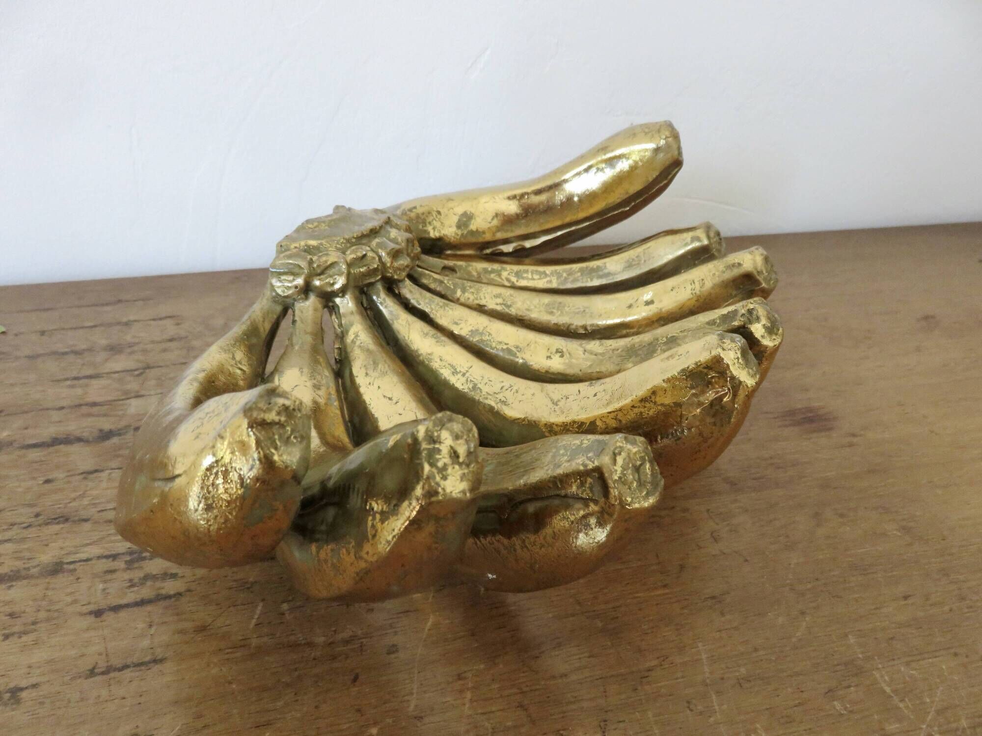 Vide poche "bananes" en résine dorée, années 80-90