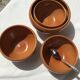 4 brown Digoin sandstone bowls