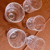 Set of 5 pink bubble glasses – Biot glassware – vintage** Pretty lo