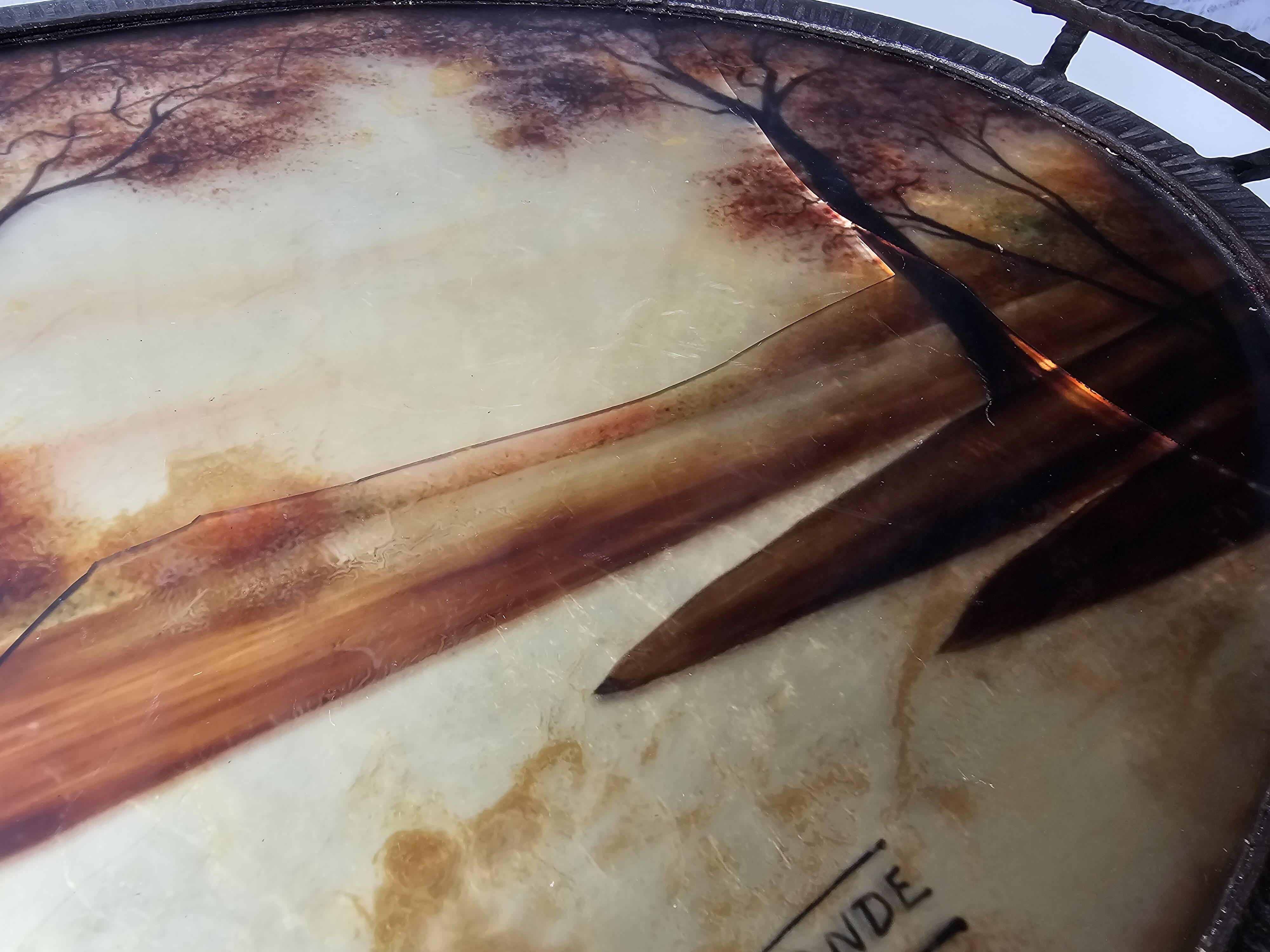 Wrought iron serving tray, Art Nouveau style, Art Deco period, Signed GERMON