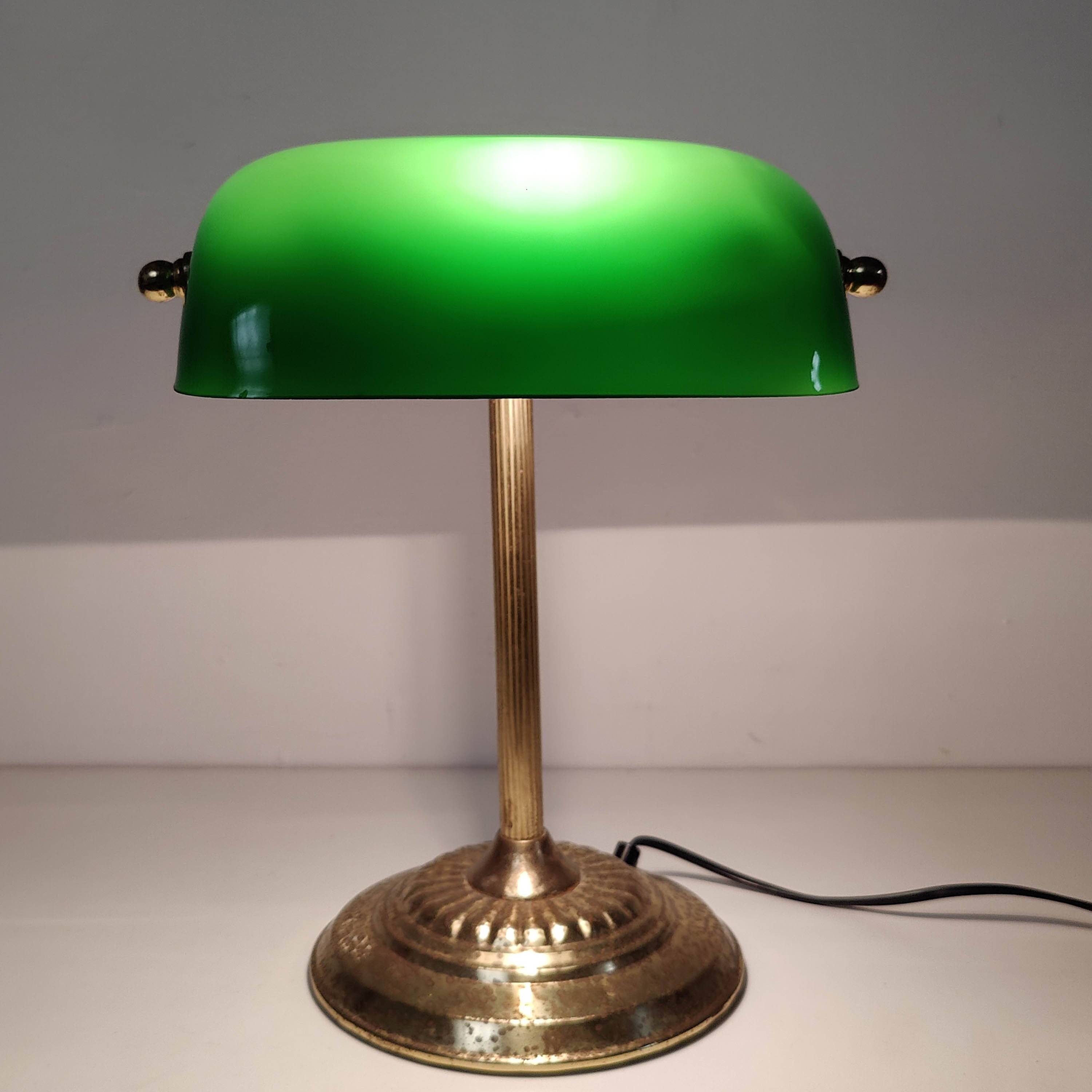 Banker lamp notary golden opaline green