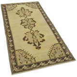 1960s handmade one-of-a-kind oriental beige rug 90 cm x 182 cm