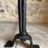 Pair of 18th century wrought iron andirons, log-carrying andirons