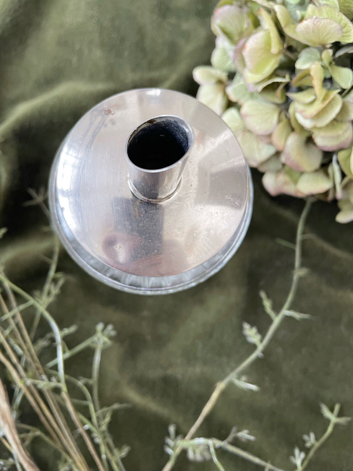 Verseuse sucre verre et inox vintage