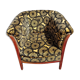 Fauteuil tonneau art déco  velours marguerite esprit boudoir dandy