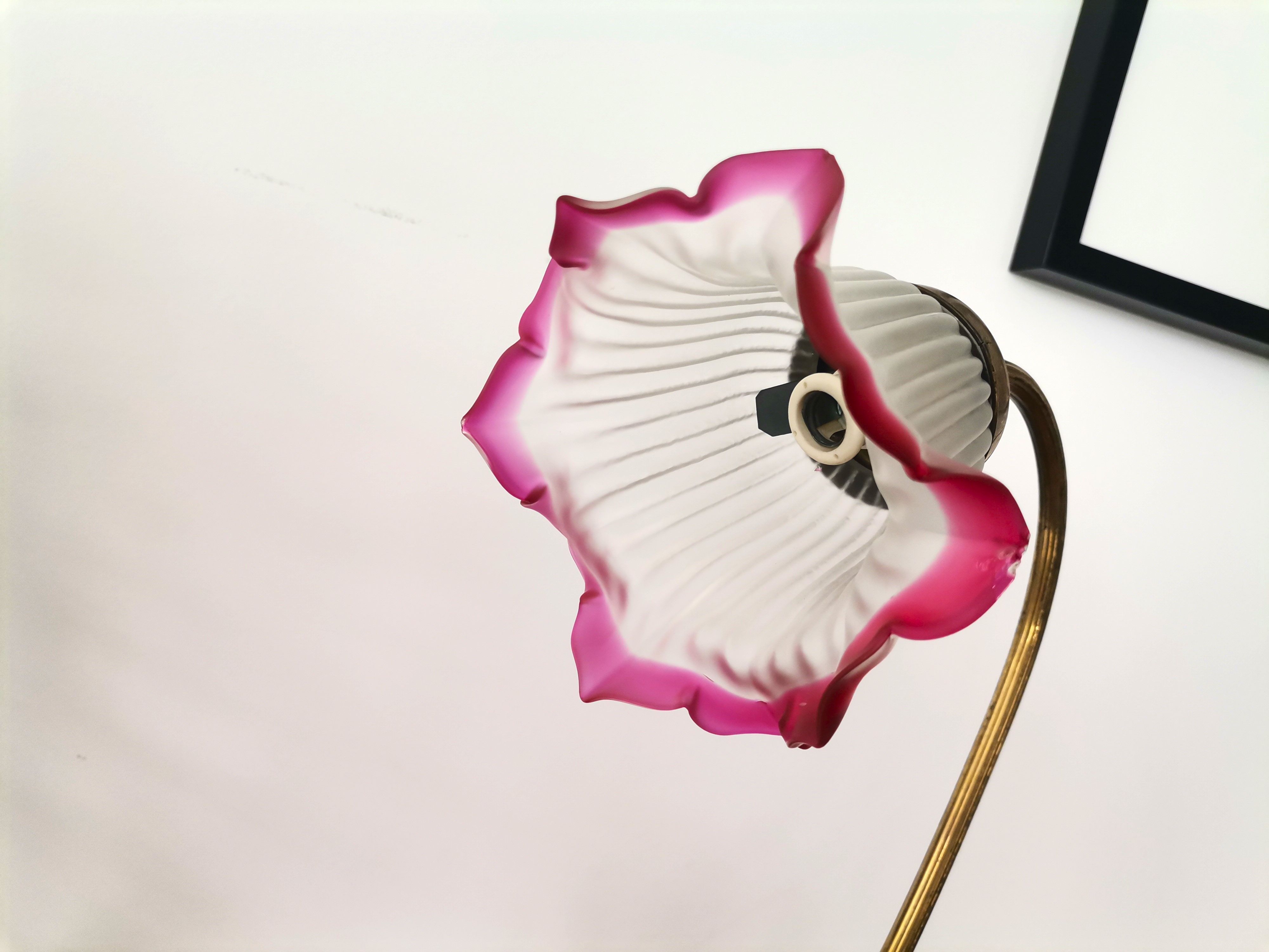 Art Nouveau 1930s brass and frosted glass table lamp