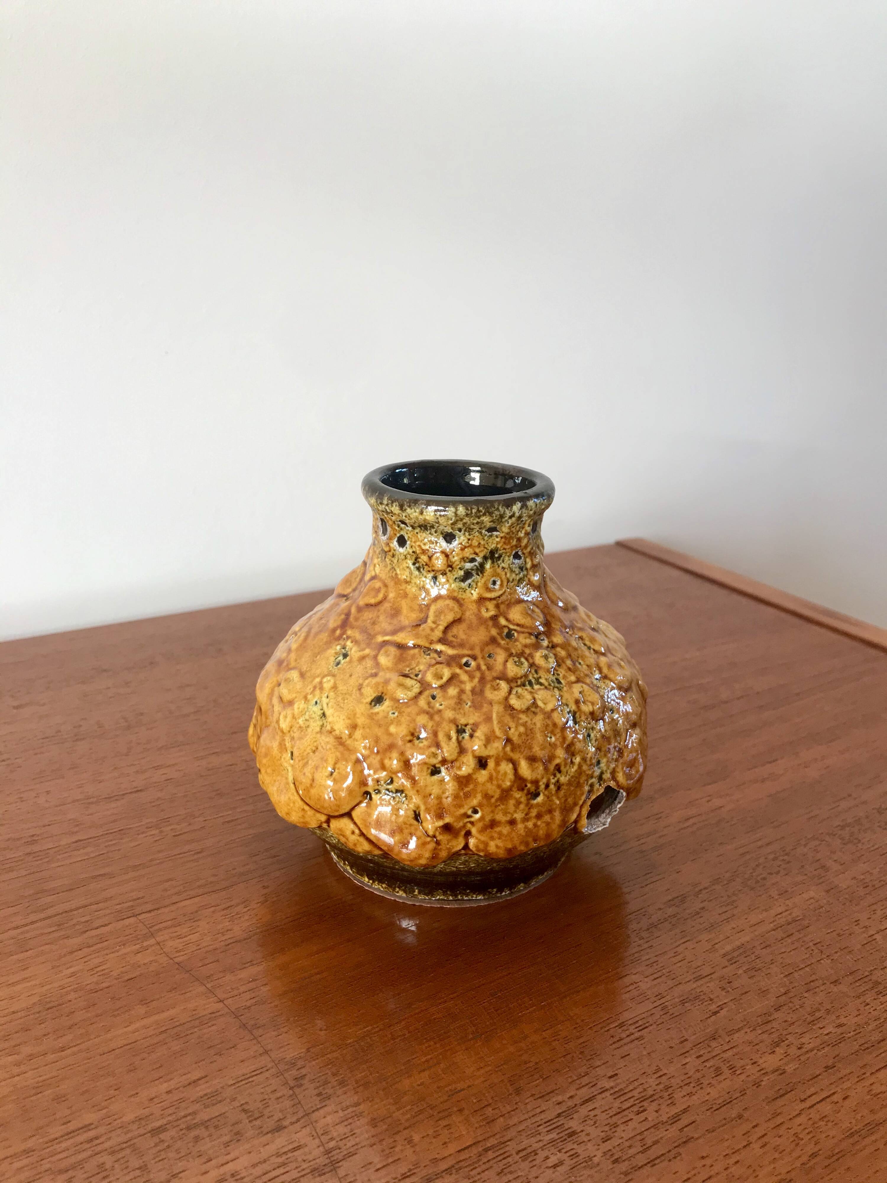 Fat Lava yellow ceramic vase from the 70s