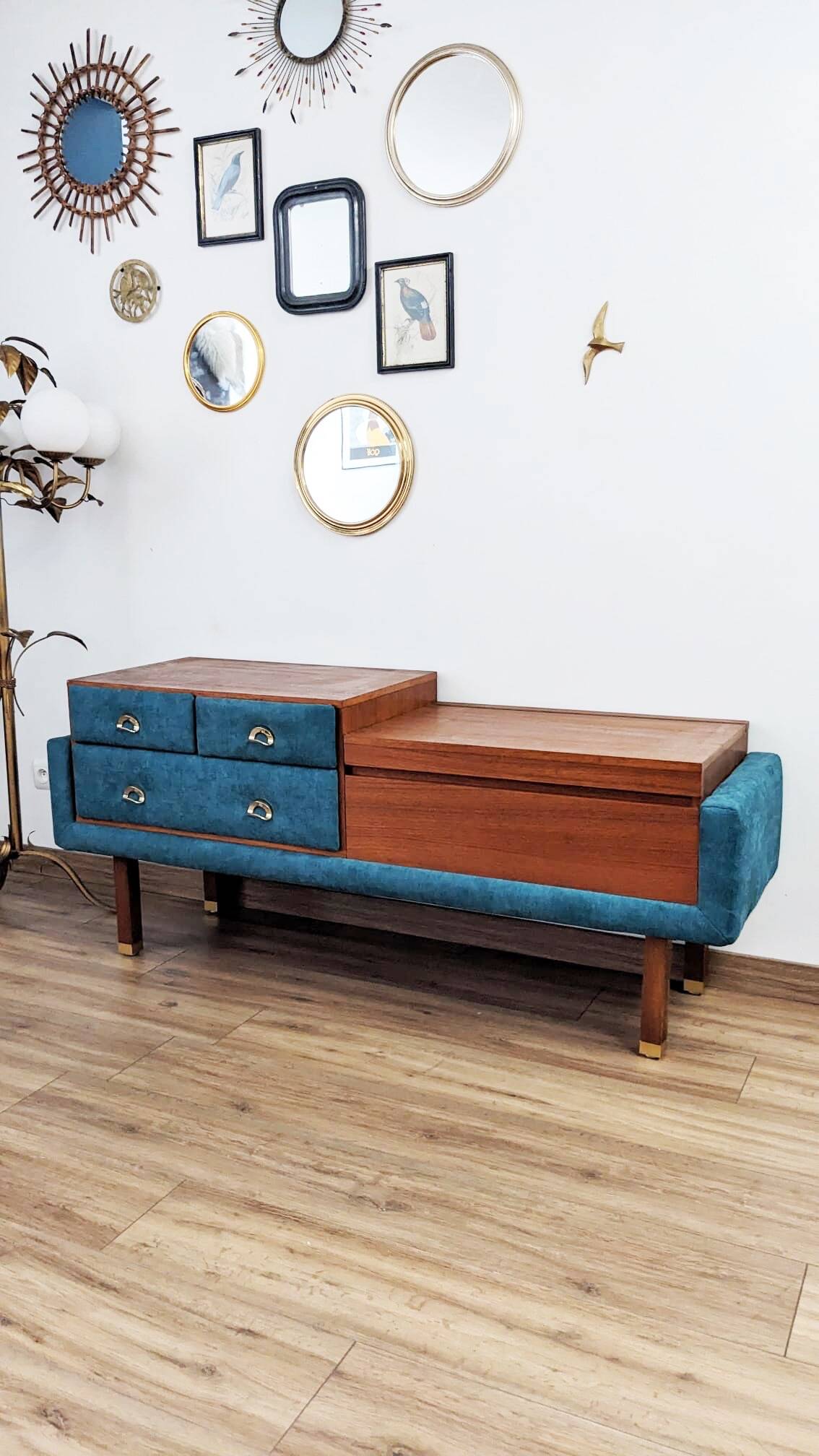 Teak and Brass Dressing Table Roger Landault