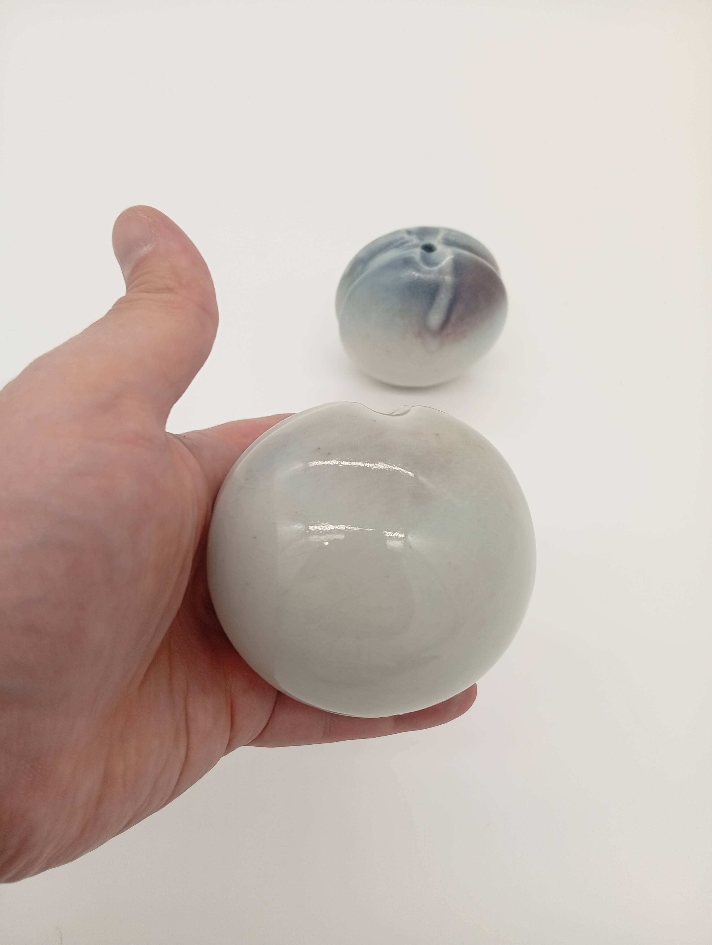 Duo 2 Vase Soliflore Lenticular Glazed Stoneware Grey Blue Purple Ceramic