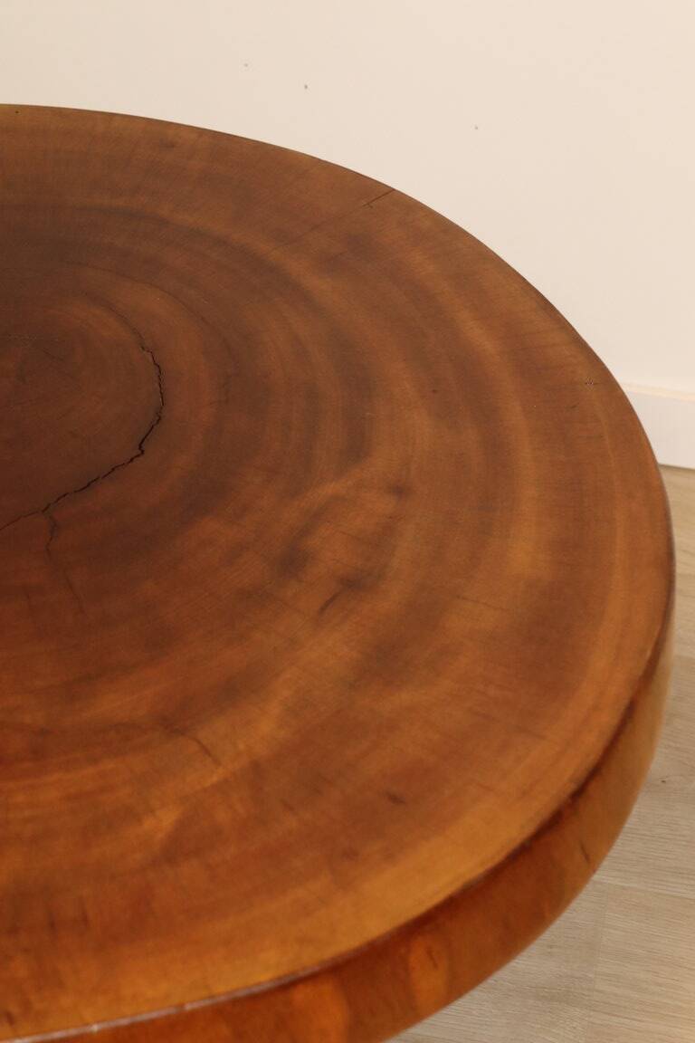 Vintage brutalist solid wood coffee table, 1960s