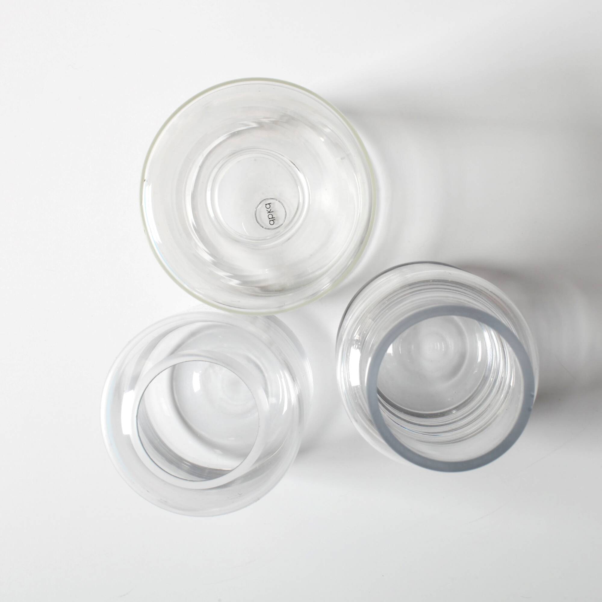 3 vases en verre transparent, Suède années 2000