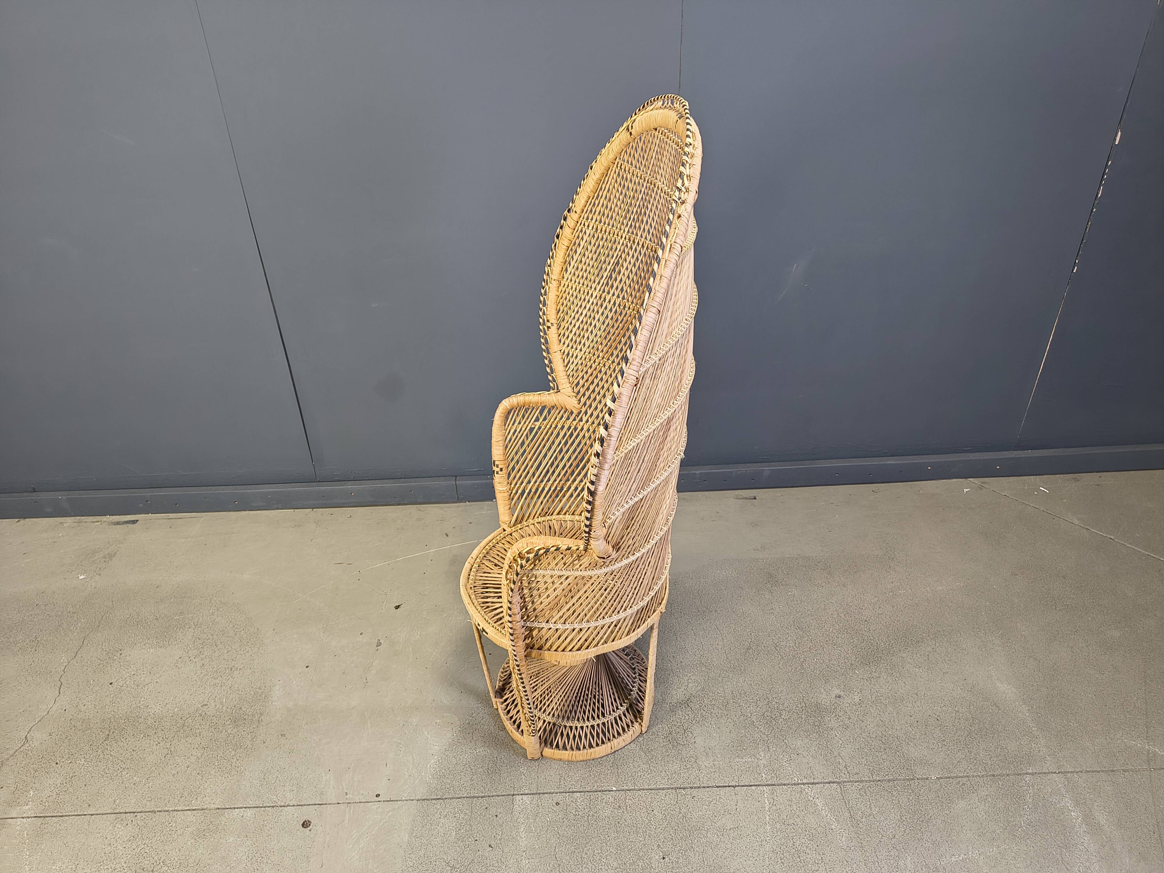 Vintage wicker peacock chair, 1970s