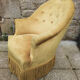 Fauteuil crapaud Style Napoléon III ocre jaune vintage, années 40