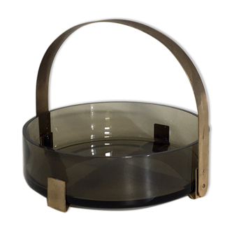 Scandinavian fruit cut, glass and brass, 1960