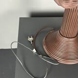 Pencil reed rattan bamboo palm tree coconut table lamp Maro Lopez style 70s