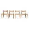 Ensemble de quatre chaises de salle à manger en chêne et sisal modèle 401 par J.L Moller, Danemark années 1970