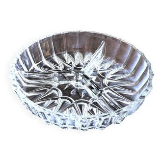 Serving dish called "beggar" with 3 compartments cut glass