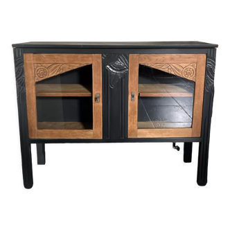 Art deco cabinet oak and black