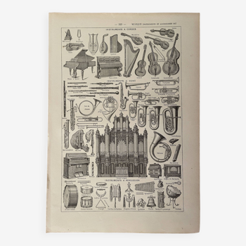 Lithographie sur la musique (instruments) - 1920