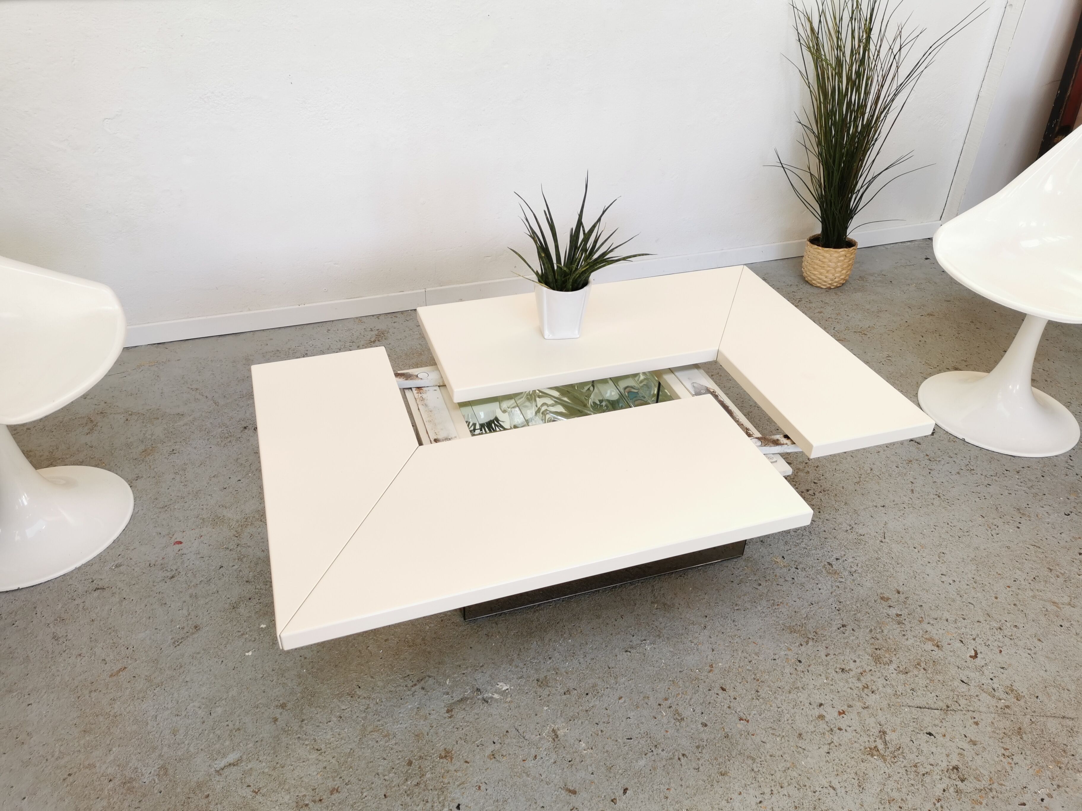 Table basse bar vintage Roches Bobois design Paul Michel 1970