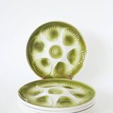 Set of 6 Moulins des Loups oyster plates, Green, 1960