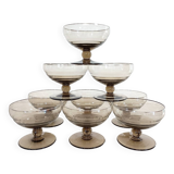 Set of 9 smoked glass champagne glasses