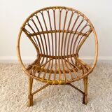 Vintage rattan shell armchair
