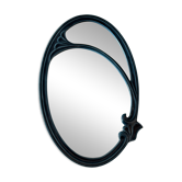 Miroir de style Art Nouveau en fonte émaillée vert impérial – Circa 1980