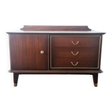 Enfilade en bois foncé et finitions laiton pieds compas