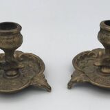 Pair of vintage brass table candlesticks