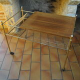 Vinyl storage cabinet with vintage wheels 70s