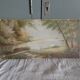 Old oil on rigid cardboard depicting swans on the water