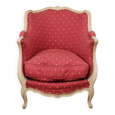 Bergère, fauteuil cabriolet style Louis XV en bois laqué