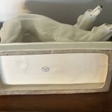 Paire de Barzoi - Lévriers blancs - céramique Art-Deco