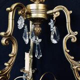 Bronze and crystal 3 light cage chandelier