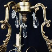 Bronze and crystal 3 light cage chandelier
