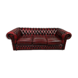 Sofa chesterfield burgundy leather three seater bamboo