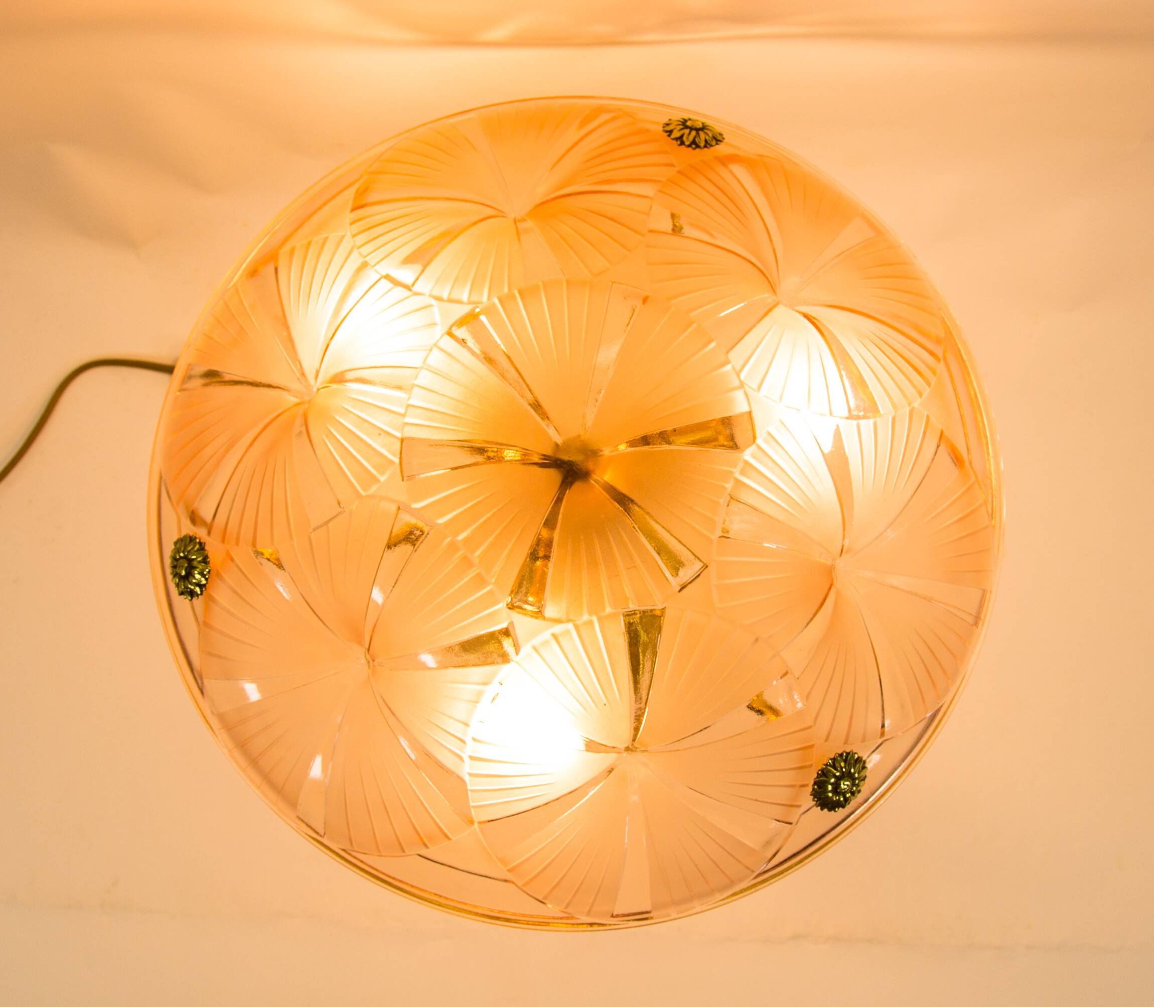 Lampe de table Dégué | Art Déco | Base en laiton lourd | millésime des années 1930