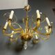 Orange Murano crystal chandelier with 8 light arms. Italian work. Circa 1970.