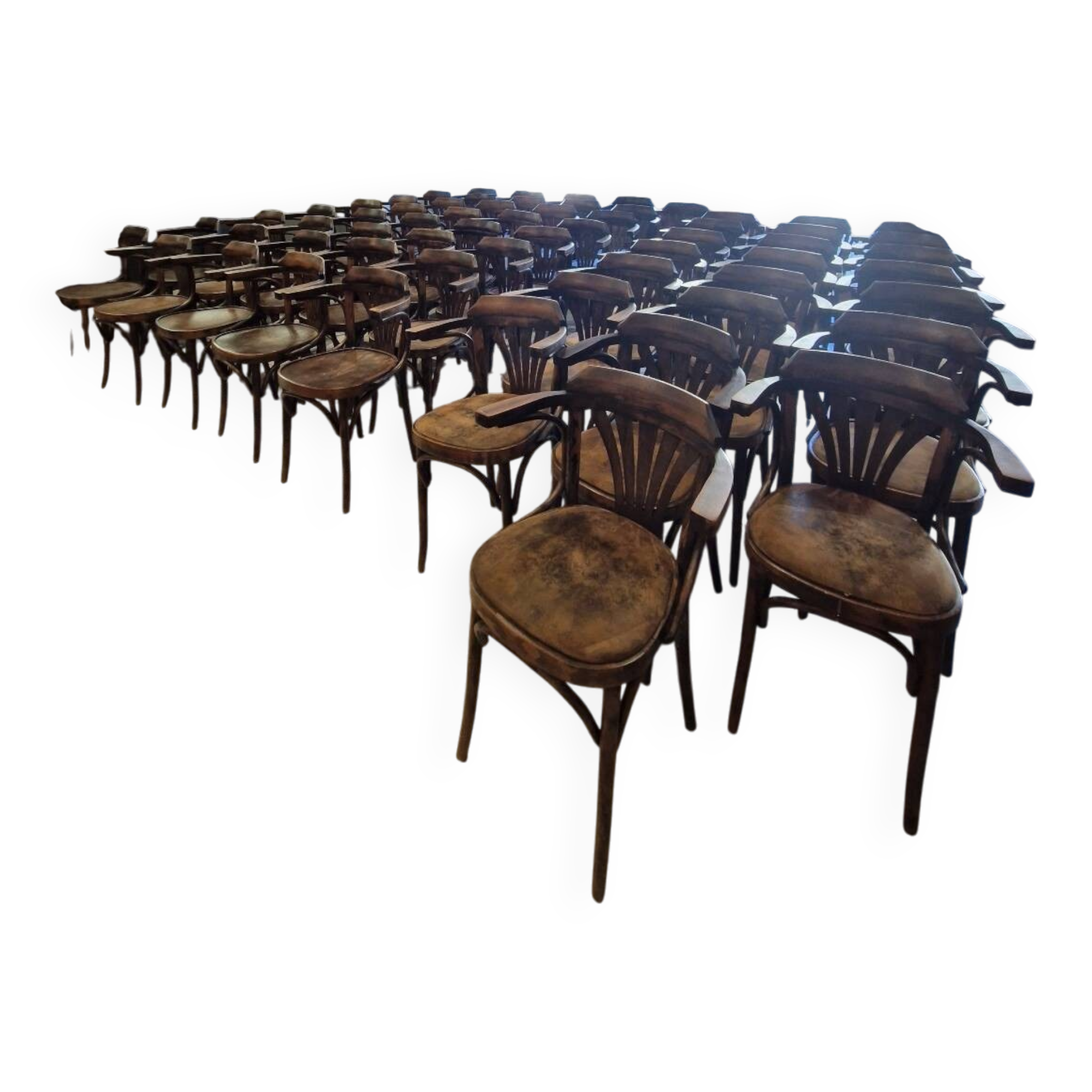 Lot fauteuils de restaurant bistrot vintage en bois courbé
