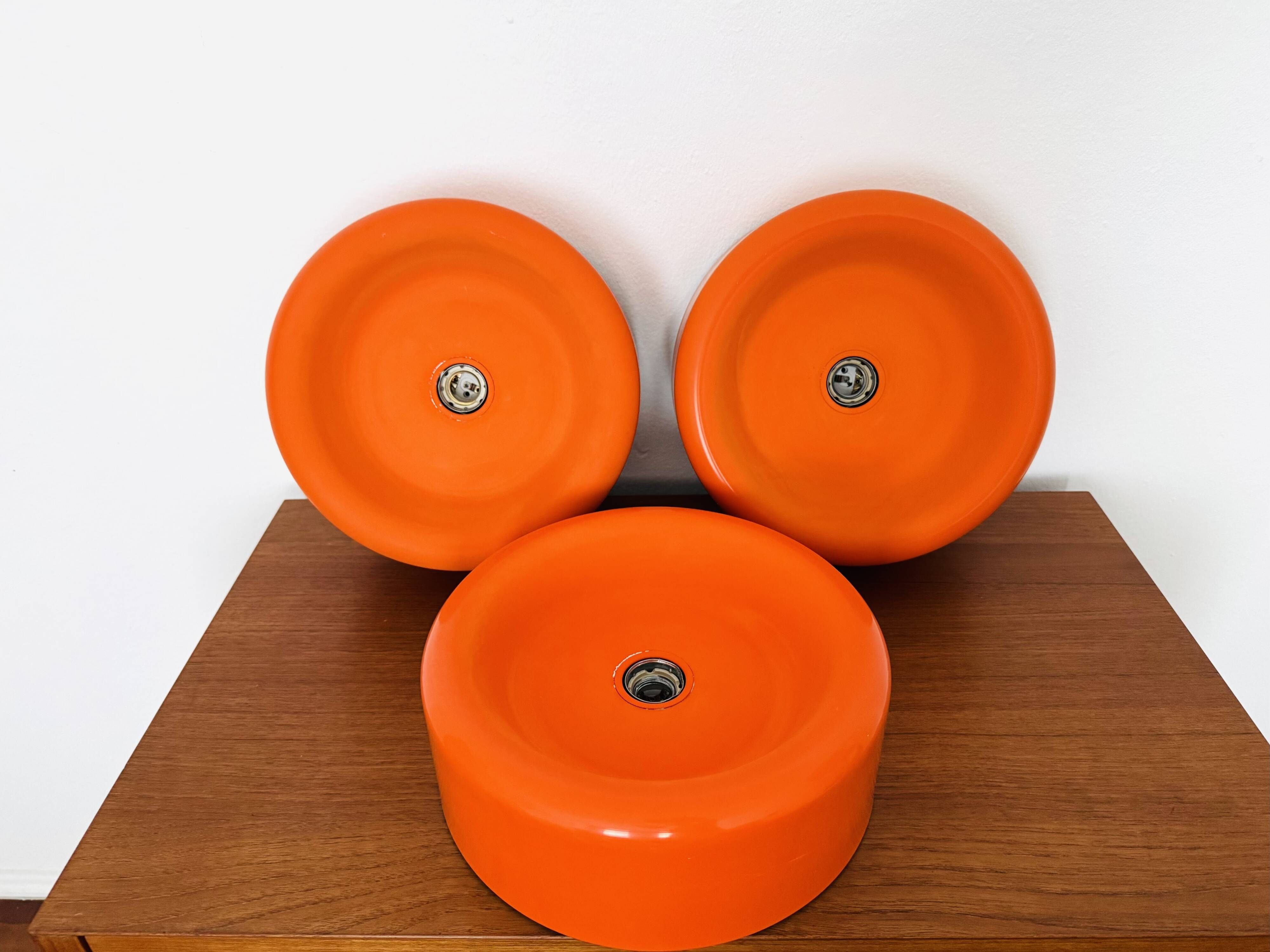Set of 3 1970s XL Ufo Wall or Ceiling Lamps from Staff