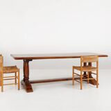 Table à manger monumentale du monastère en chêne français du XIXe siècle
