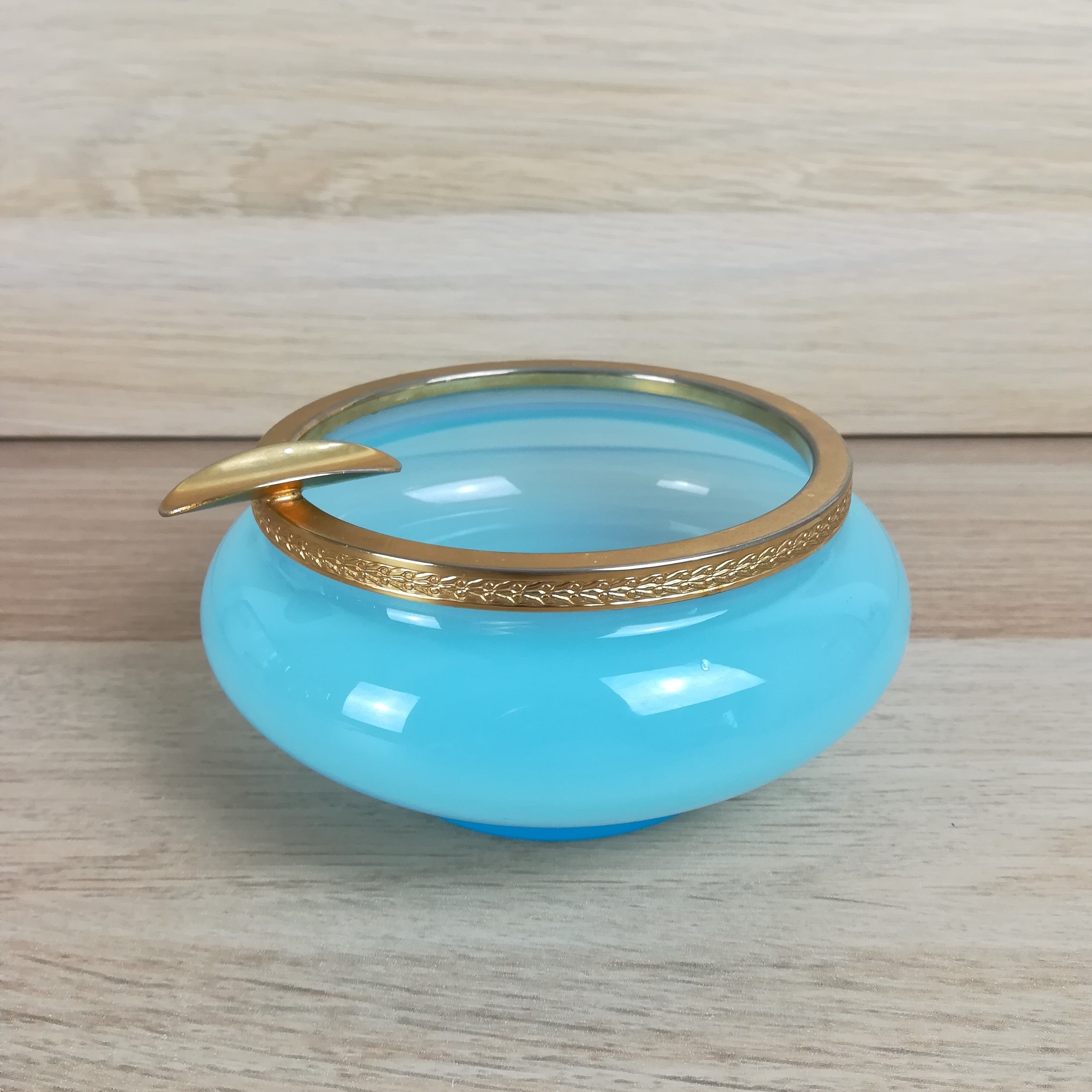 Blue opaline ashtray
